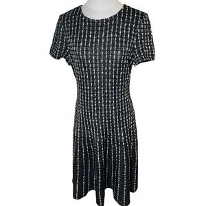 Quiet Luxury Black White Textured Knit Midi Dress St John Women 8